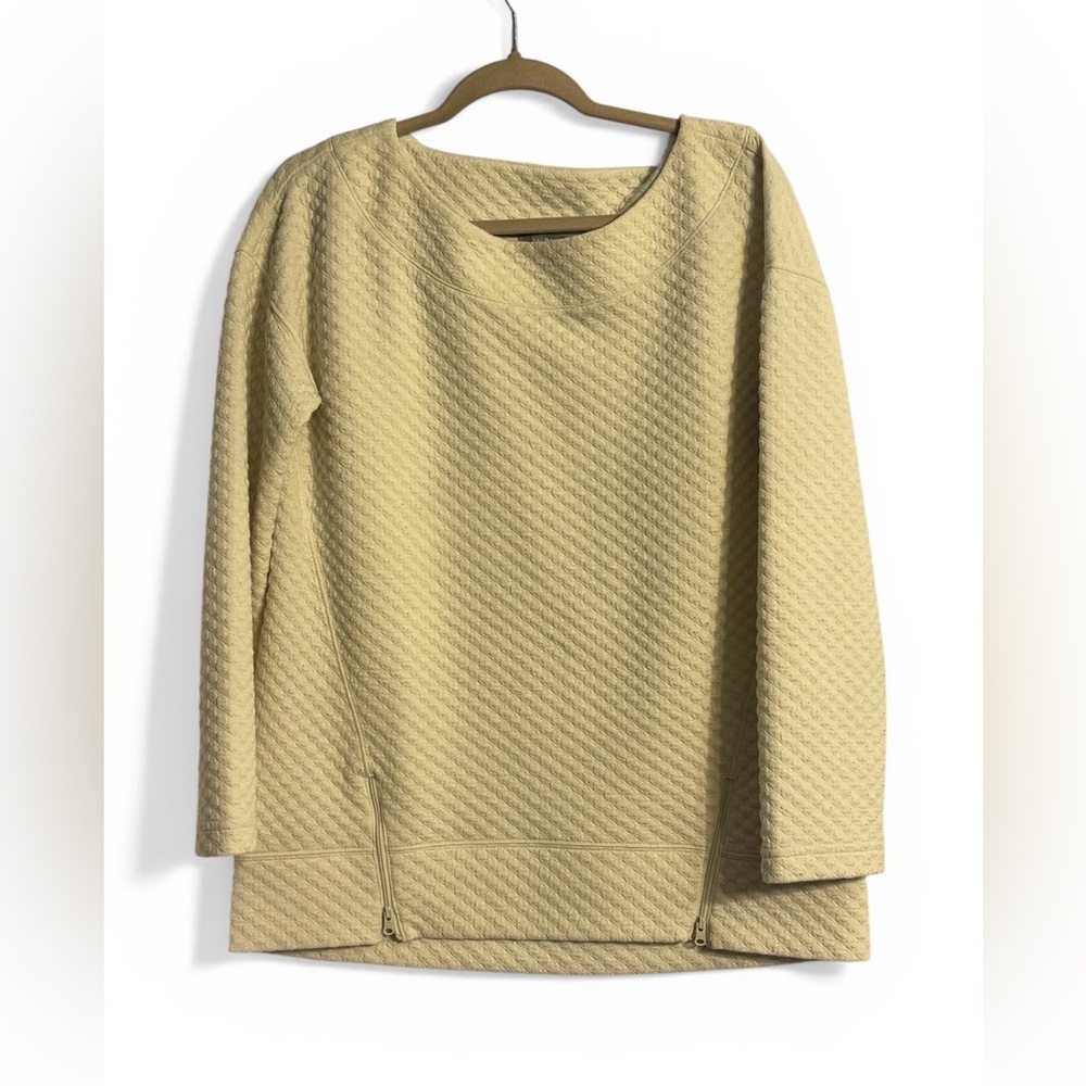 Talbots Cream Quilted Pullover Tunic with Side Zippers
